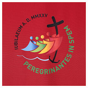 Pultbehang zum Jubiläum 2025, rot, mit gedrucktem offiziellen Logo