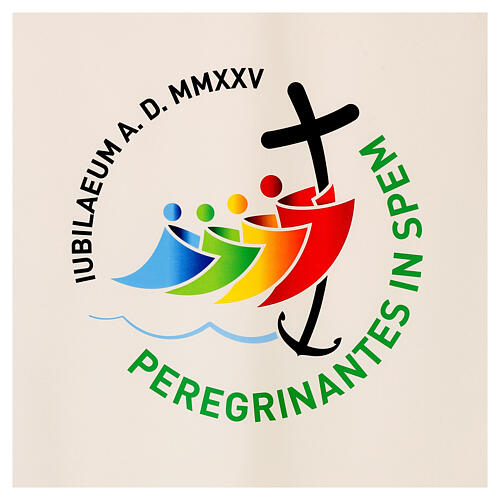 Pano de ambão impresso cor de marfim logótipo oficial Jubileu 2025 multilingue 2