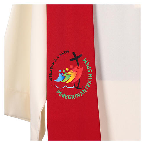 Printed red stole with Jubilee 2025 official logo, Multilingual 3