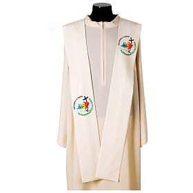 Ivory-coloured stole with printed official logo of 2025 Jubilee