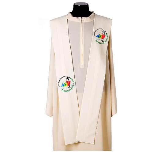 Ivory-coloured stole with printed official logo of 2025 Jubilee, Multilingual 1