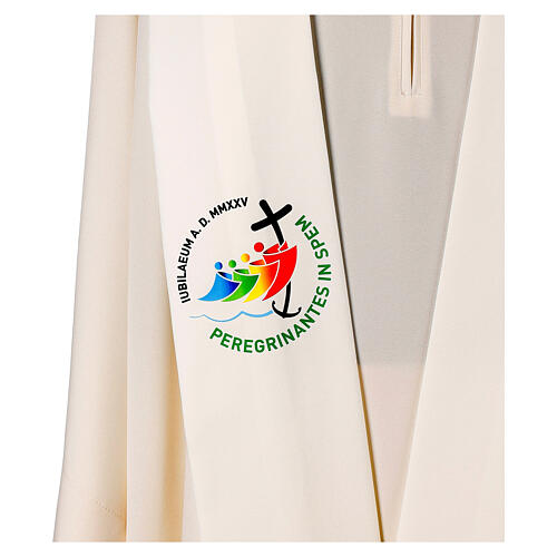 Ivory-coloured stole with printed official logo of 2025 Jubilee, Multilingual 2