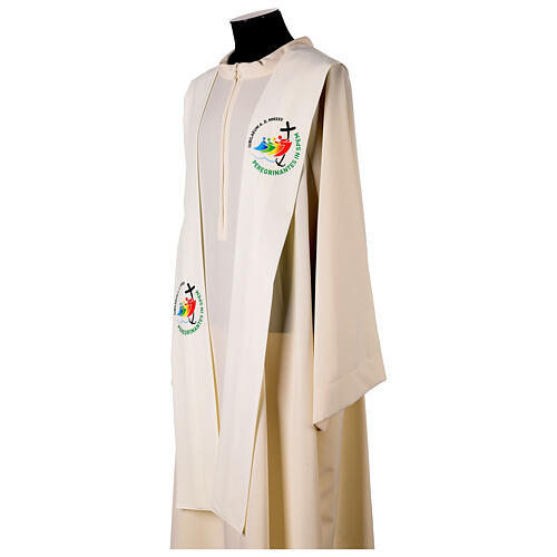 Ivory-coloured stole with printed official logo of 2025 Jubilee, Multilingual 3