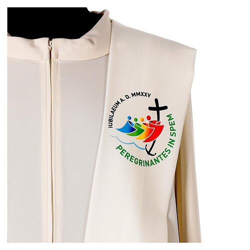 Ivory-coloured stole with printed official logo of 2025 Jubilee, Multilingual 4