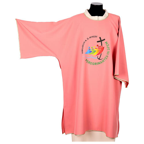 Dalmatica rosa Giubileo 2025 stampa logo tessuto Vatican 4