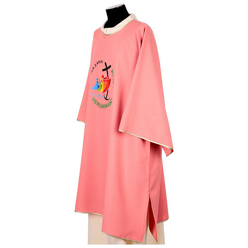 Pink dalmatic Jubilee 2025 Vatican logo print fabric 3