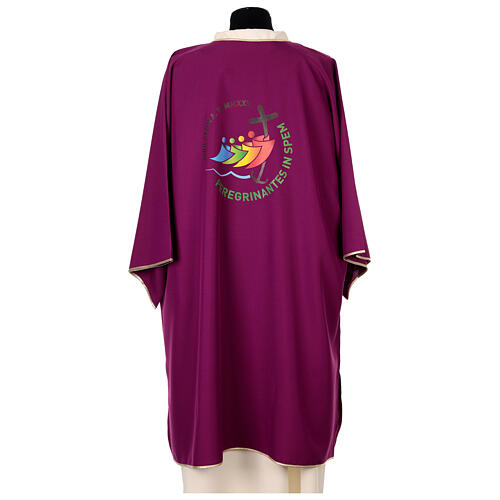 Dalmatic of Jubilee 2025, printed logo, Vatican Tyrian purple fabric 5