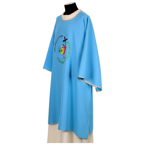 Marian dalmatic with Jubilee 2025 logo, print on Vatican fabric 3