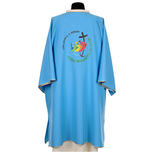 Marian dalmatic with Jubilee 2025 logo, print on Vatican fabric 5