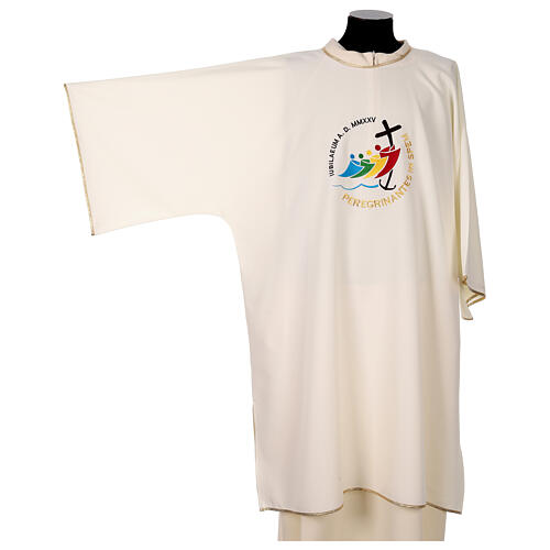 Dalmatica ricamata Giubileo 2025 4 colori liturgici tessuto Vatican 7