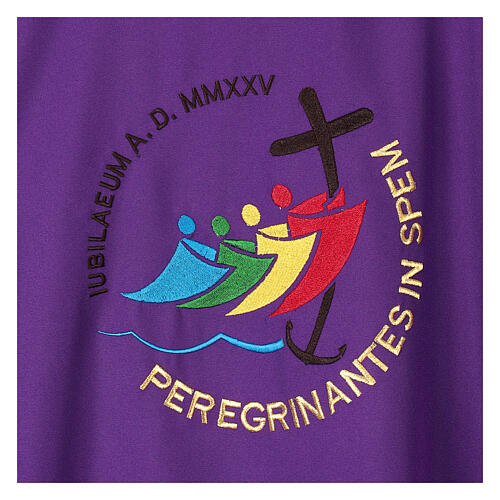 Dalmatica ricamata Giubileo 2025 4 colori liturgici tessuto Vatican 8