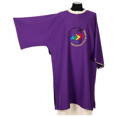 Dalmatica ricamata Giubileo 2025 4 colori liturgici tessuto Vatican 9