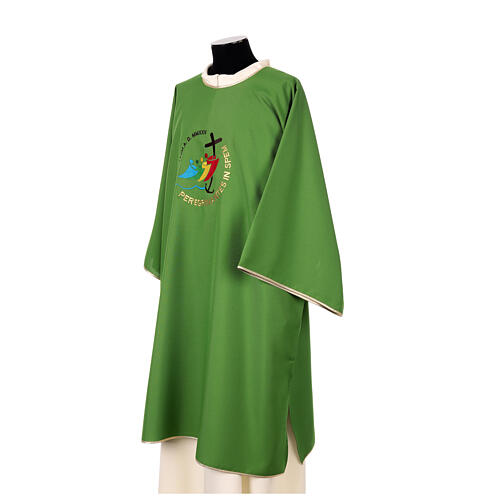 Dalmatica ricamata Giubileo 2025 4 colori liturgici tessuto Vatican 10