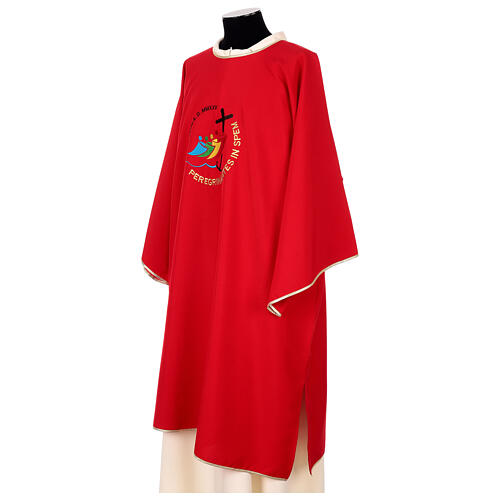 Dalmatica ricamata Giubileo 2025 4 colori liturgici tessuto Vatican 11