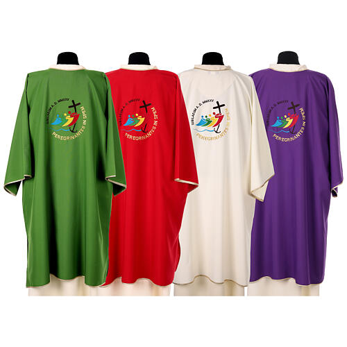 Dalmatica ricamata Giubileo 2025 4 colori liturgici tessuto Vatican 14