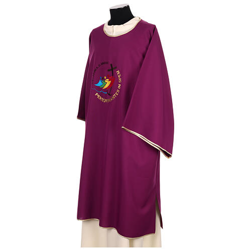 Tyrian purple dalmatic, embroidered Jubilee 2025 logo on Vatican fabric 4