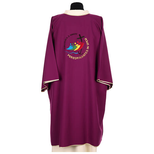 Tyrian purple dalmatic, embroidered Jubilee 2025 logo on Vatican fabric 5