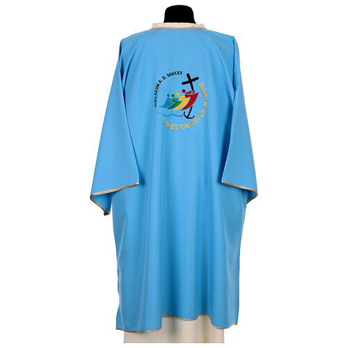 Embroidered dalmatic, Jubilee 2025 logo on Vatican light blue fabric 5