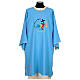 Embroidered dalmatic, Jubilee 2025 logo on Vatican light blue fabric s1