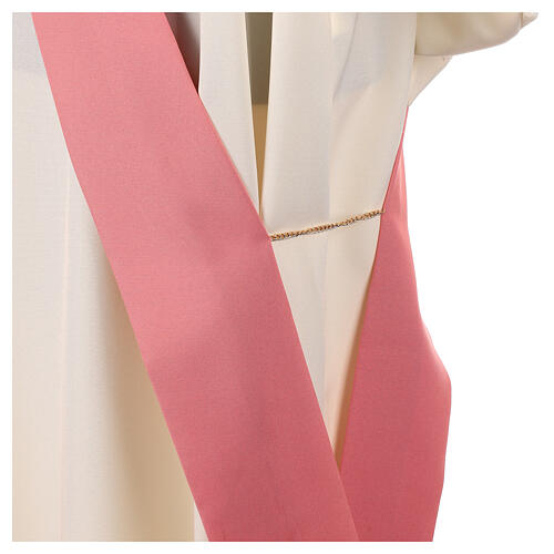 Embroidered pink dalmatic with cross, flame, Alpha, and Omega 8