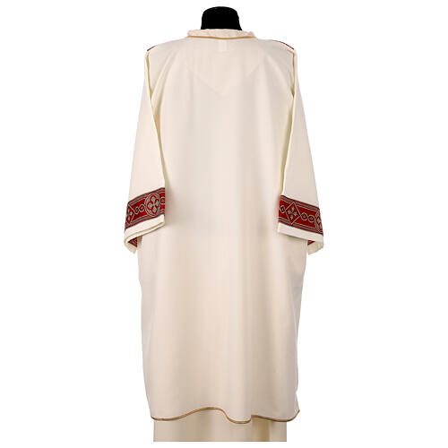 Ivory dalmatic with rich red and gold galloon 6