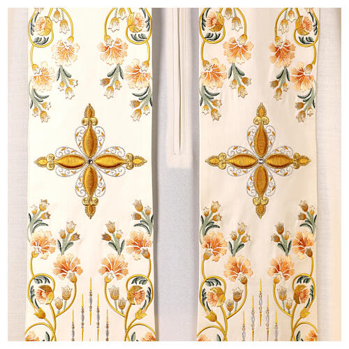 Chasuble in pure wool with cross and floral embroidery by Gamma 5