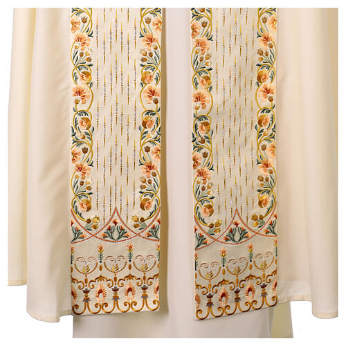 Chasuble in pure wool with cross and floral embroidery by Gamma 6