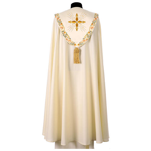 Chasuble in pure wool with cross and floral embroidery by Gamma 7