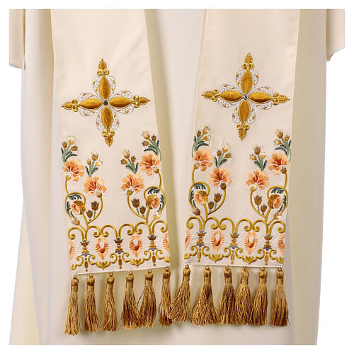 Chasuble in pure wool with cross and floral embroidery by Gamma 10