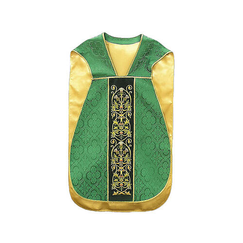 Chasuble romaine IHS croix détails floraux 3