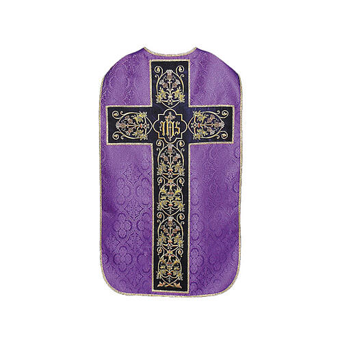 Chasuble romaine IHS croix détails floraux 10