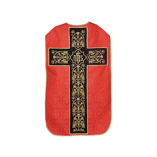 Chasuble romaine IHS croix détails floraux 11