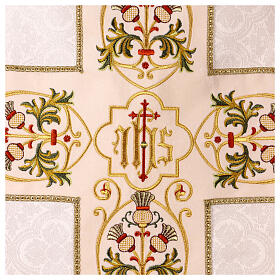 Casula romana IHS croce dettagli floreali