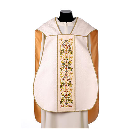 Casula romana IHS croce dettagli floreali 1