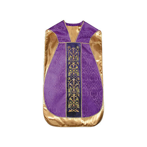 Roman fiddleback chasuble with IHS cross and floral details 5