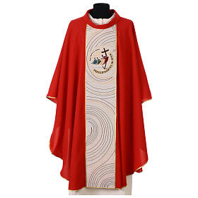 Chasuble Jubilé 2025 rouge avec logo officiel tissé