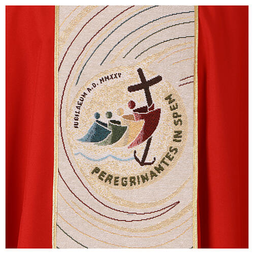 Red Jubilee 2025 Chasuble with Woven Official Logo 2