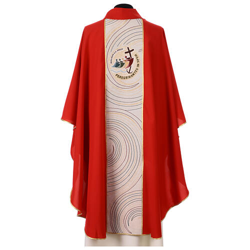 Red Jubilee 2025 Chasuble with Woven Official Logo 4