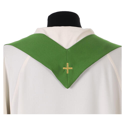 Green chasuble with official Jubilee 2025 logo and ivory trim 6