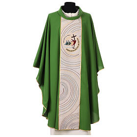 Chasuble verte logo officiel Jubilé 2025 galon ivoire