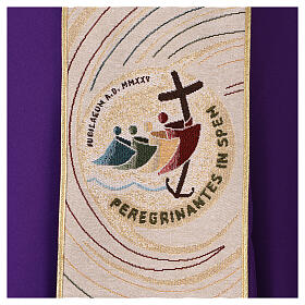 Purple chasuble with woven official Jubilee 2025 logo