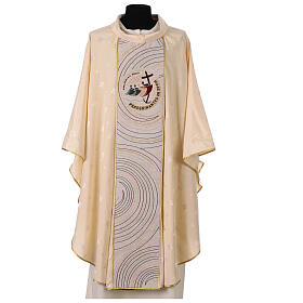 Chasuble with 2025 Jubilee official logo, ivory damask