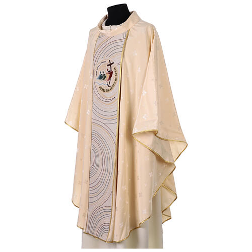 Casula logótipo oficial Jubileu 2025 cor de marfim marfim damascado 3