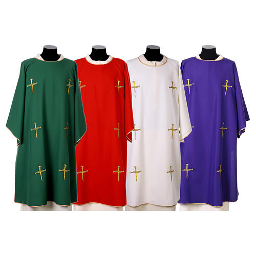 Deacon Dalmatic with Cross Nail and Gold Thread Embroidery by Vebi Confezioni 1