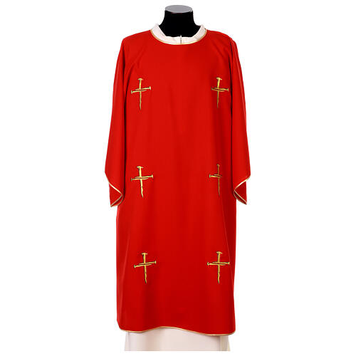 Deacon Dalmatic with Cross Nail and Gold Thread Embroidery by Vebi Confezioni 6