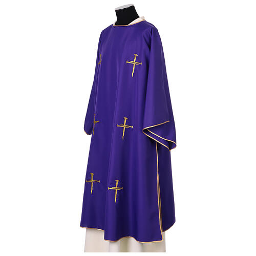 Deacon Dalmatic with Cross Nail and Gold Thread Embroidery by Vebi Confezioni 14