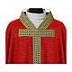 Chasuble croix Tau bande centrale passementerie fond rouge s4