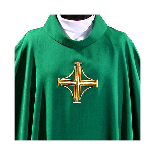 Chasuble with golden cross embroidery and Eucharistic symbols 2