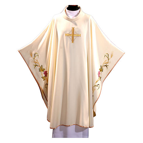 Chasuble with Golden Cross Embroidery and Eucharistic Symbols 5