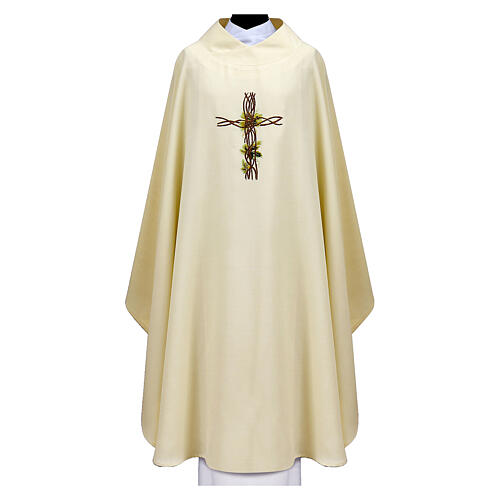 Chasuble with cross embroidery of interwoven branches 4
